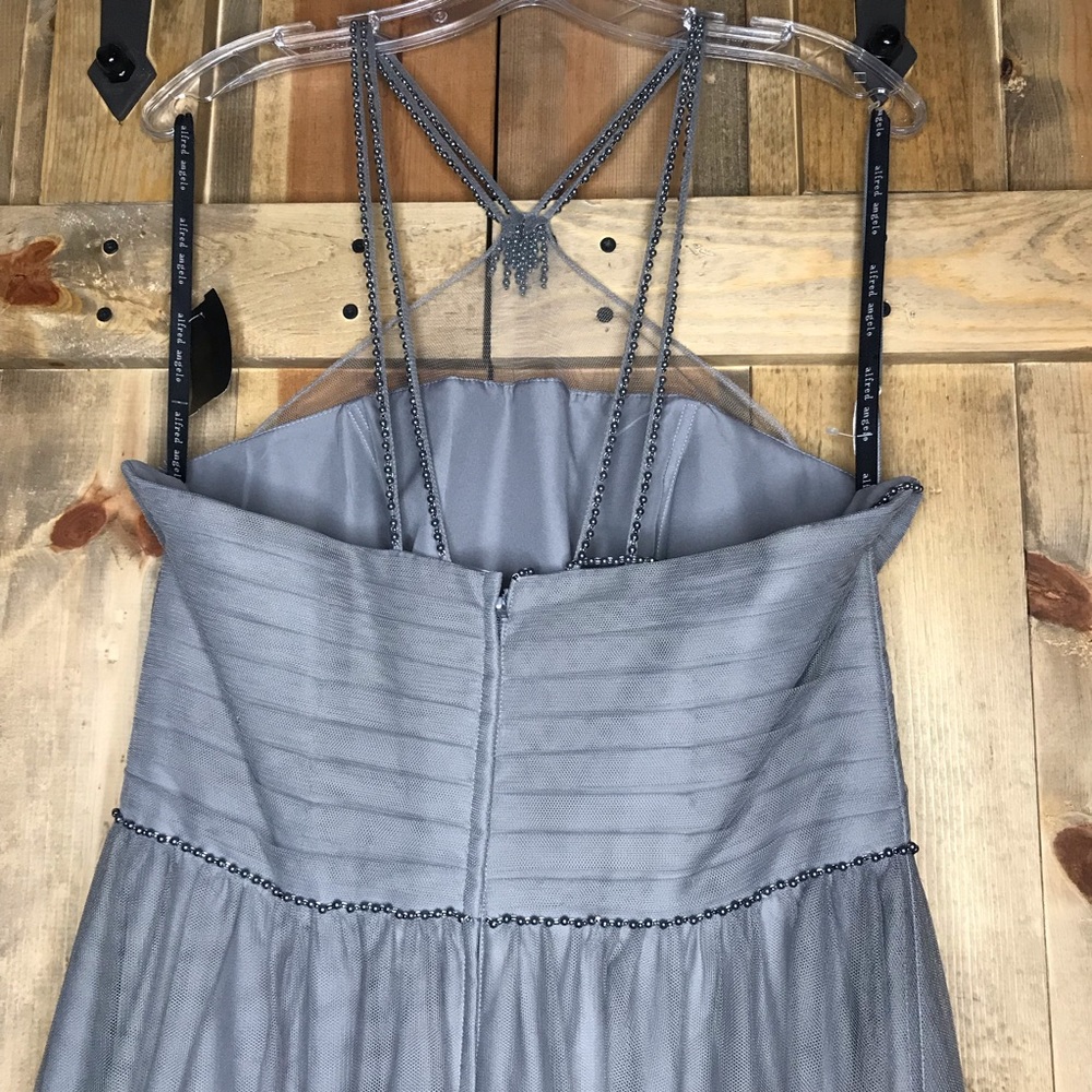 Alfred Angelo Strapless Gray Prom Bridesmaid Dress - Picture 7 of 8